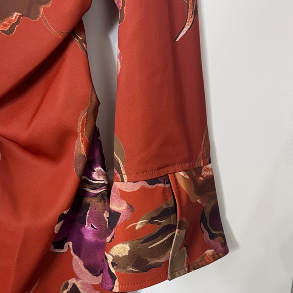 Donna Karan Floral Long Sleeve Dress - Red and Purple - Picture 8 of 8